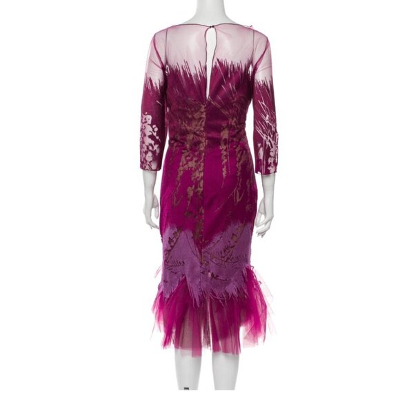 RENE RUIZ Magenta Pink Burnout Tulle Printed Dress - Picture 2 of 6